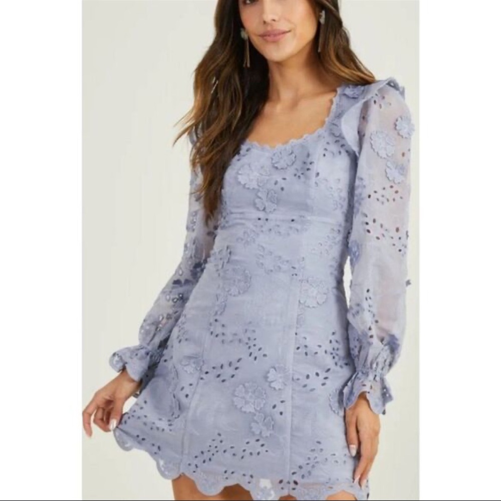 Altar'd State Dusty Blue Floral Mini Dress